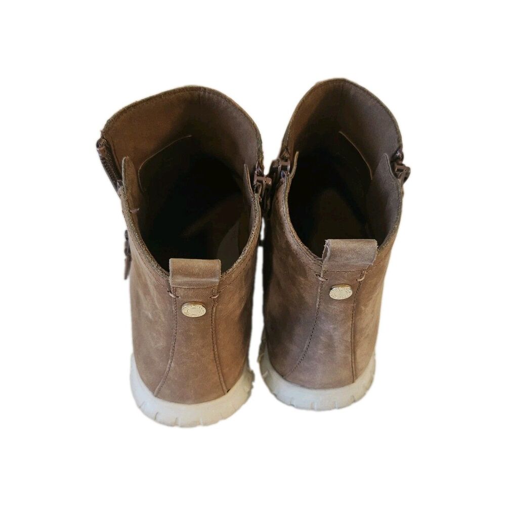 Cole Haan Grand.ØS Zerogrand Waterproof Brown Suede Ankle Bootie Zip 7.5B - Picture 3 of 6